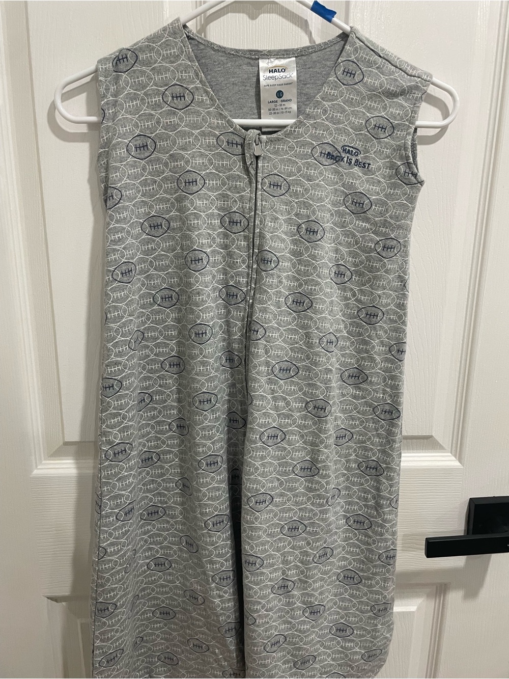 Halo sleep sack gray 12-18 months large football
